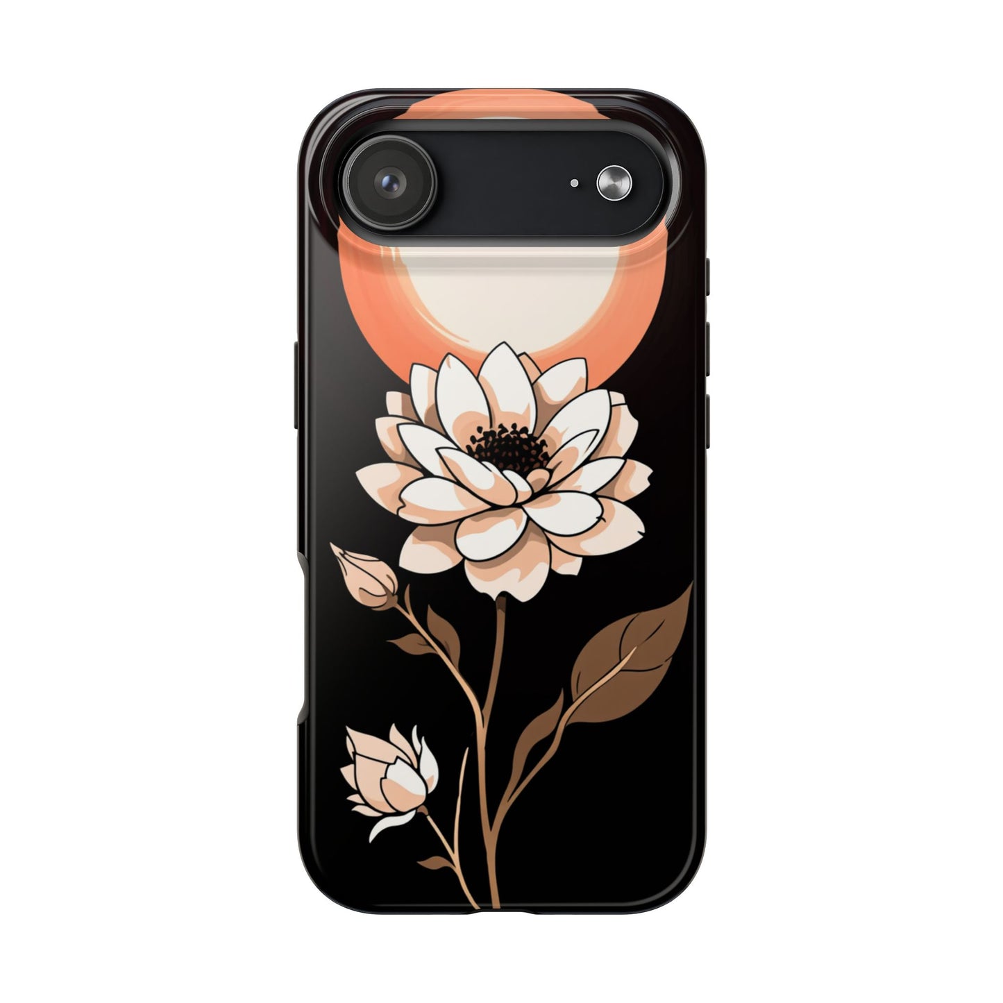 Elegant Contrast Floral Tough Phone Case - Stylish Protection for Your Device - for iPhone