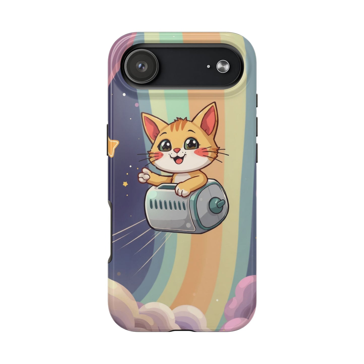 Cute Cat Rocket Phone Case - Vibrant and Playful Tough Case
