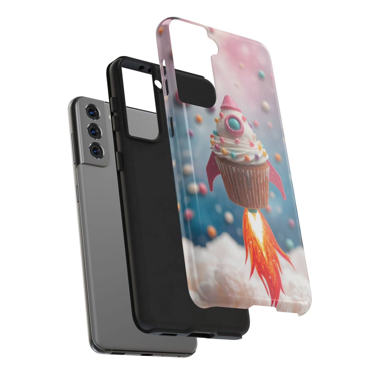 Whimsical Rocket Cupcake Phone Case - Fun Protective Case for Kids and Teens