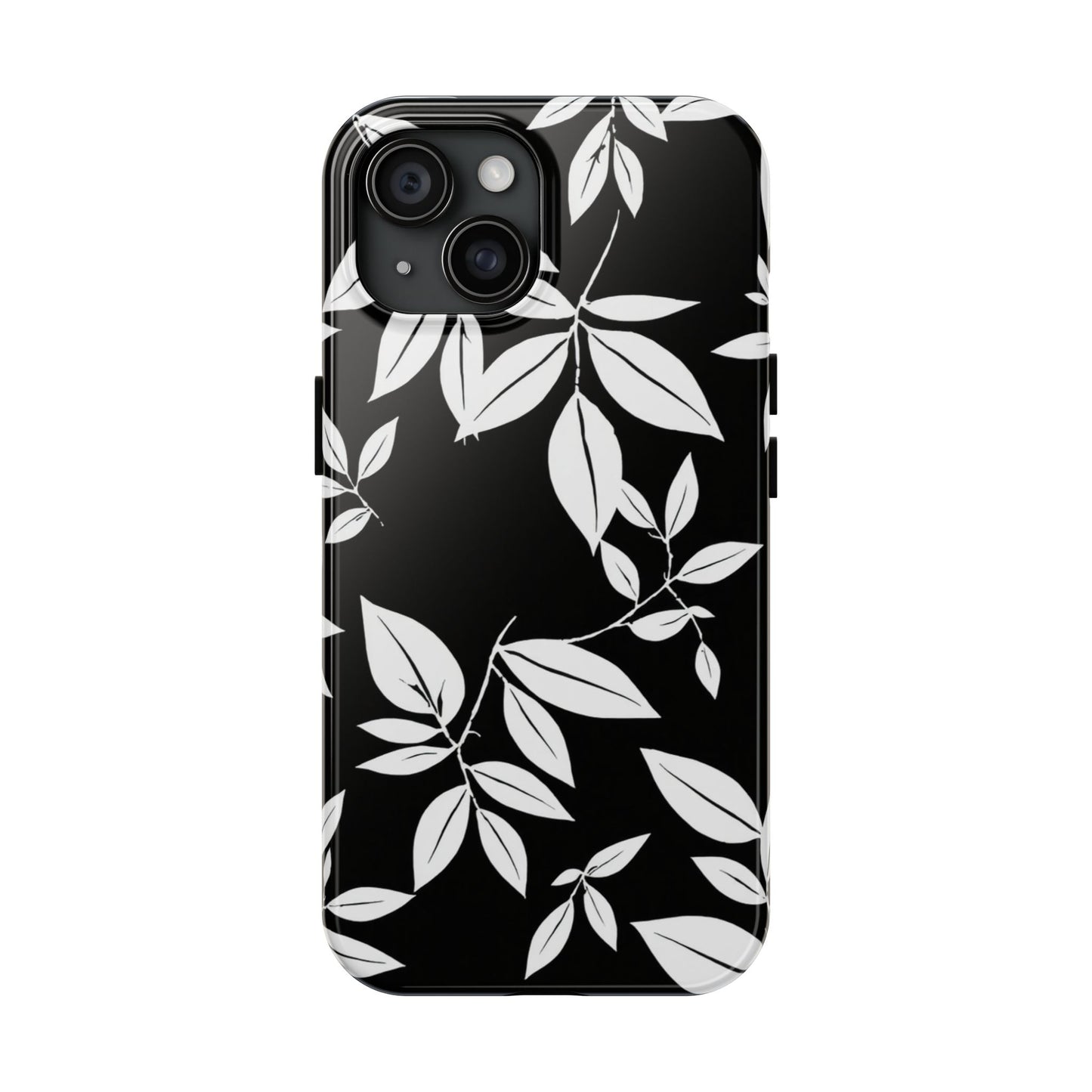 Chic Floral Tough Phone Case - Elegant Black & White Design for Stylish Protection