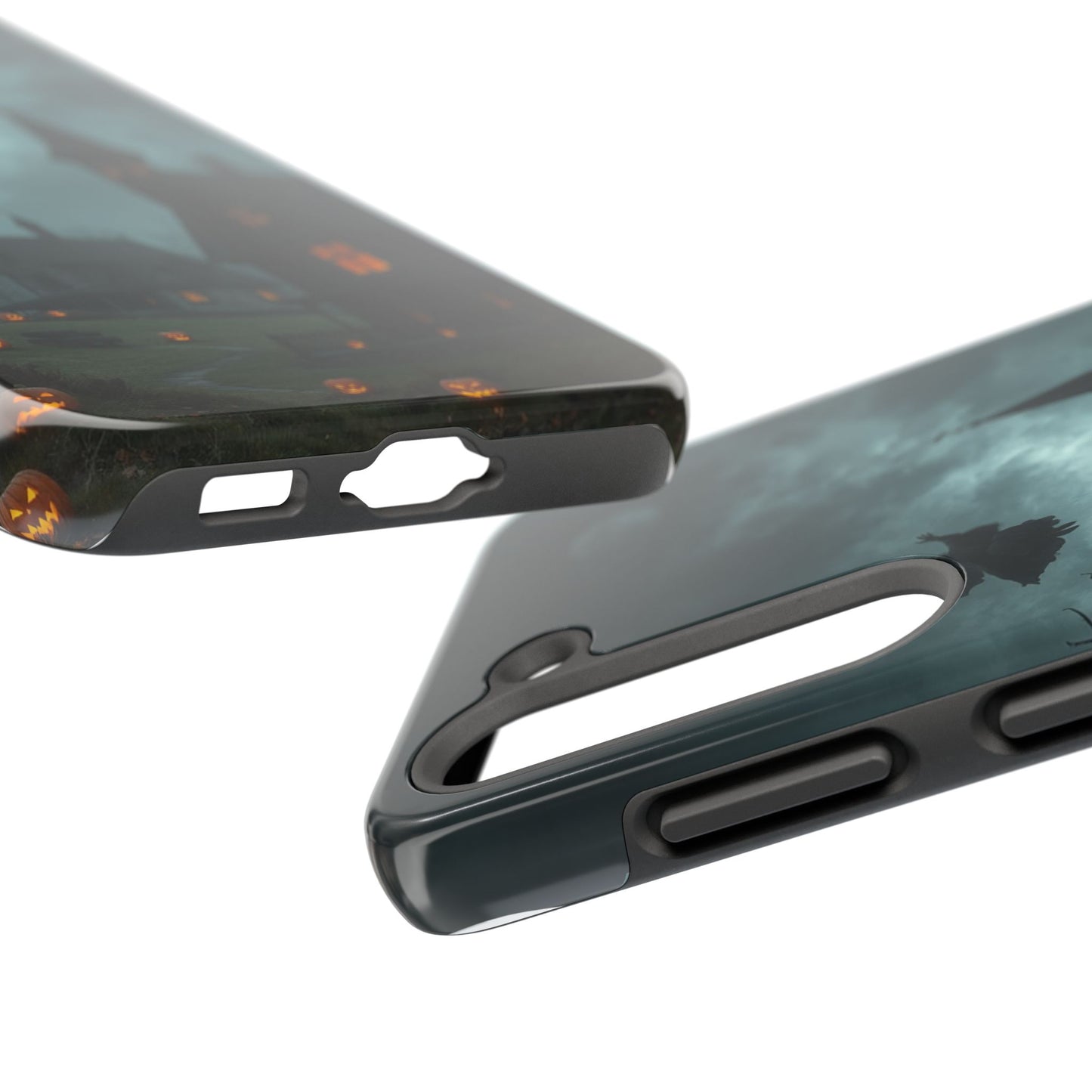 Halloween-Themed Tough Phone Case with Spooky House Design