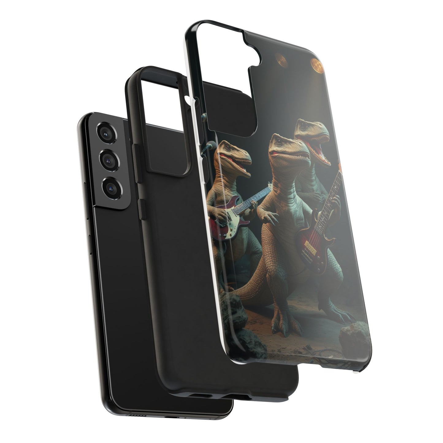 Rockin' Dinosaur Tough Phone Cases - Perfect for Music Lovers and Kids!