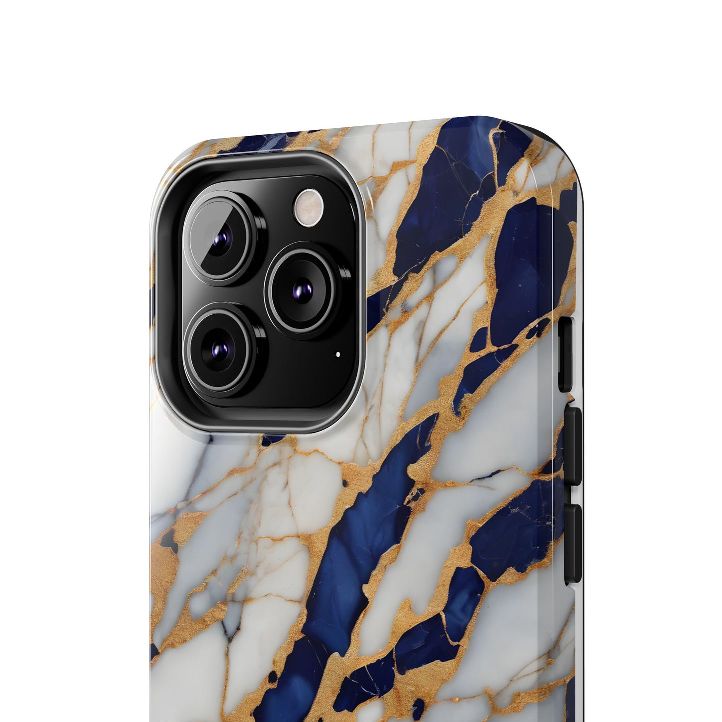 Stunning Marble Tough Phone Case - Elegant Blue & Gold Design Stylish Protection - for iPhone