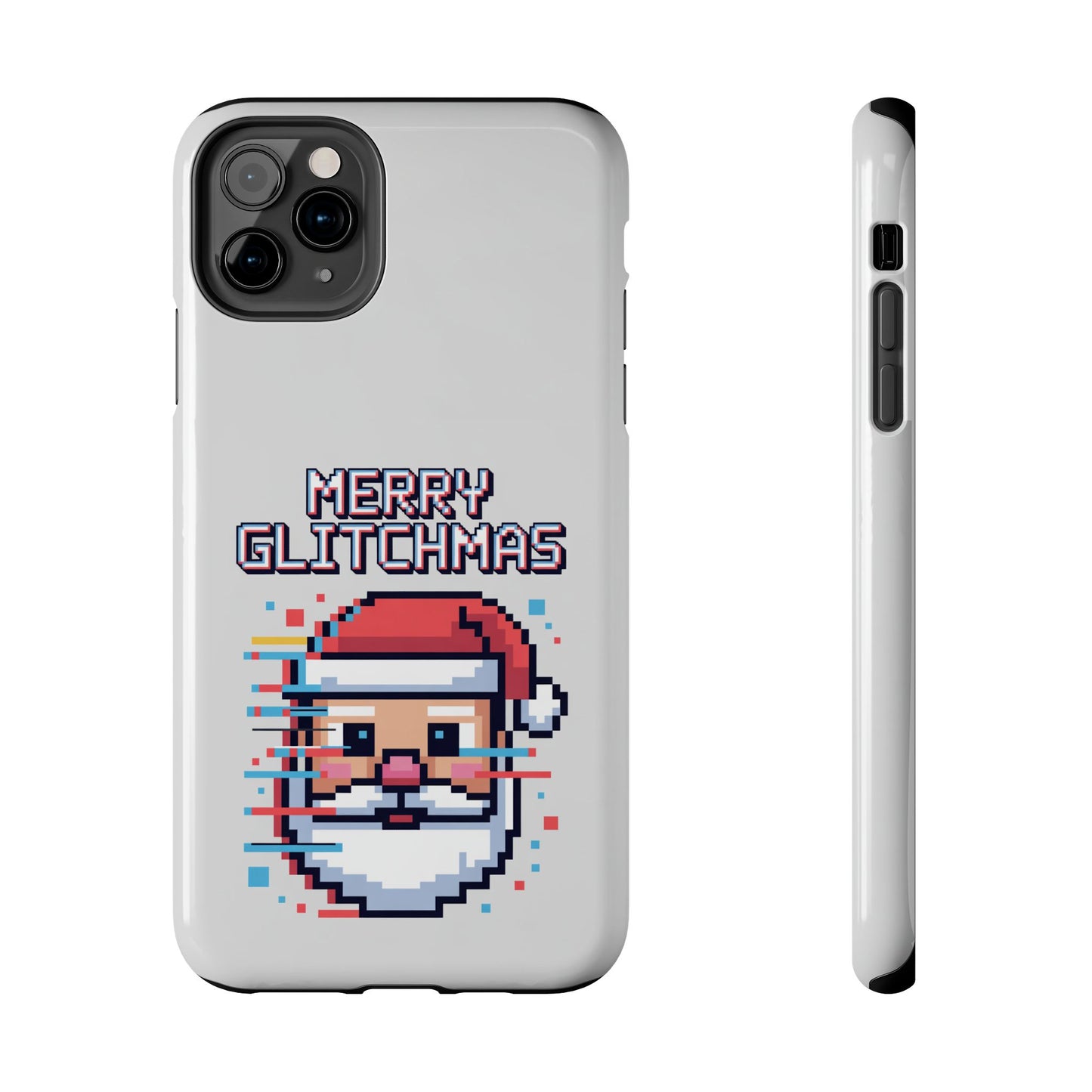 Merry Glitchmas Phone Case - Christmas Pixel Art Design for iPhone