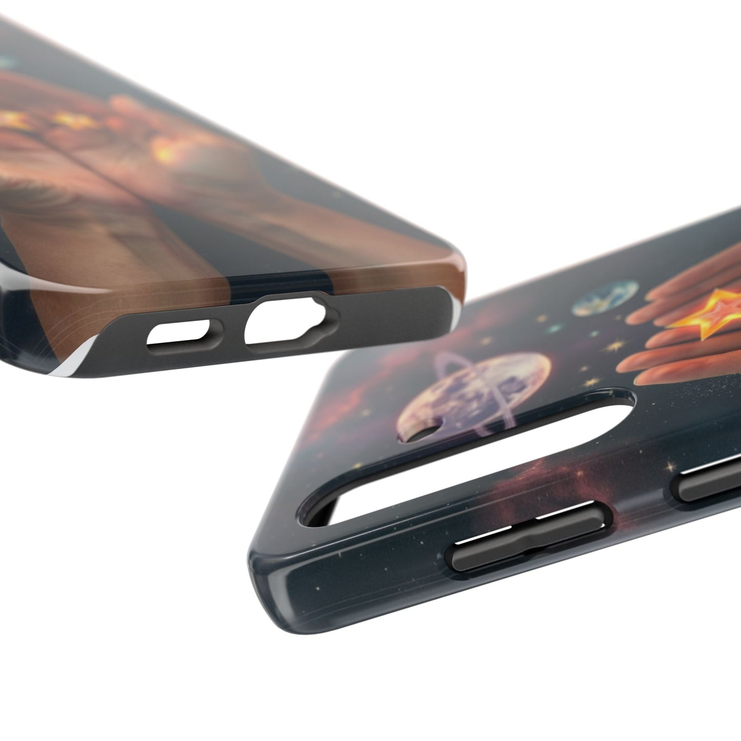 Galaxy Hands Tough Phone Case - Celestial Design for Star Lovers