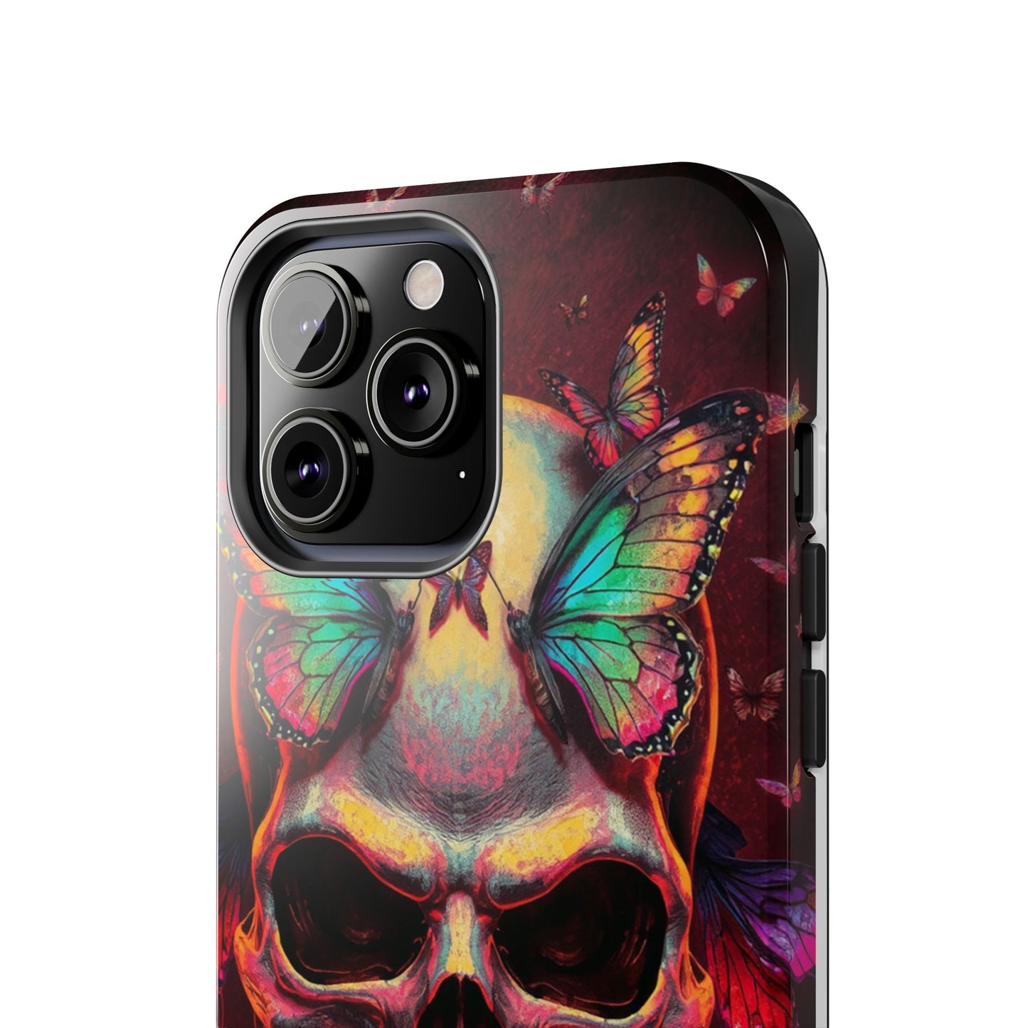 Gothic Skull Phone Case with Butterflies - Durable Tough Phone Case