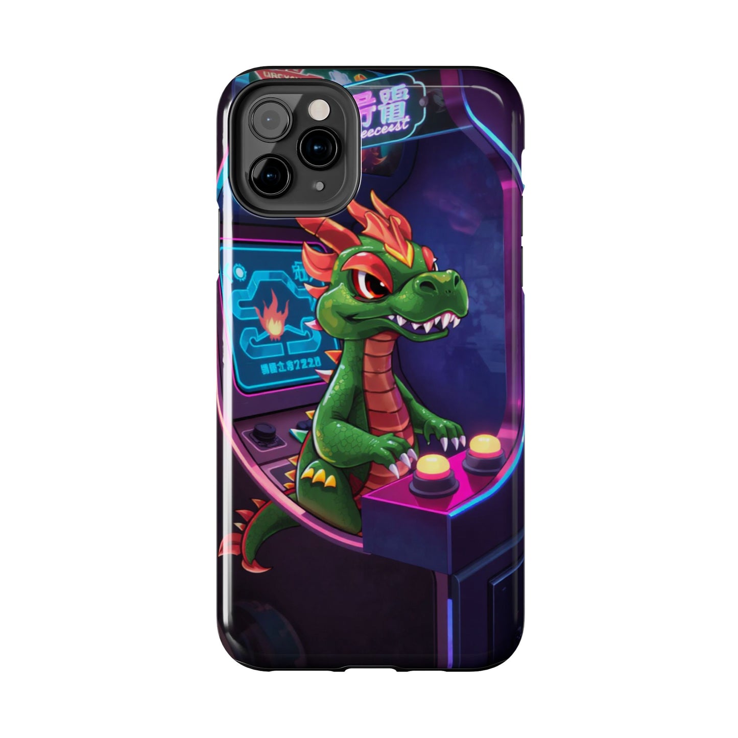 Retro Gamer Tough Phone Case with Dragon Design