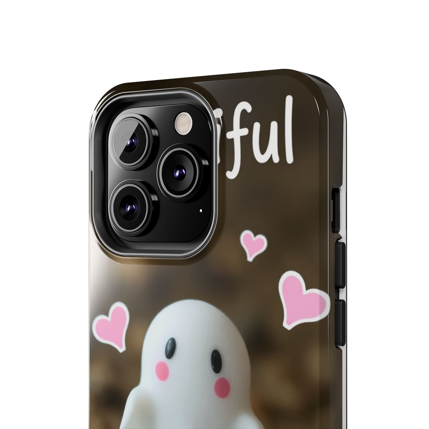 Cute Ghost Tough Phone Case - Beautiful Design with Heart Accents