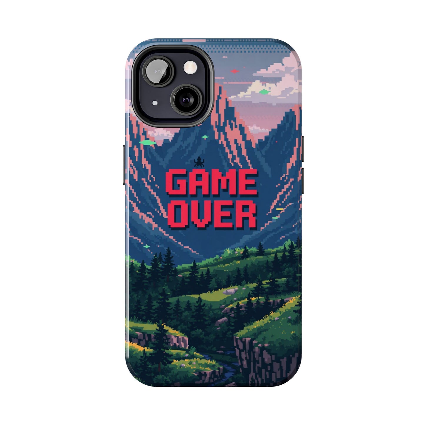 Pixel Art Tough Phone Case - 'Game Over' Design for Gamers