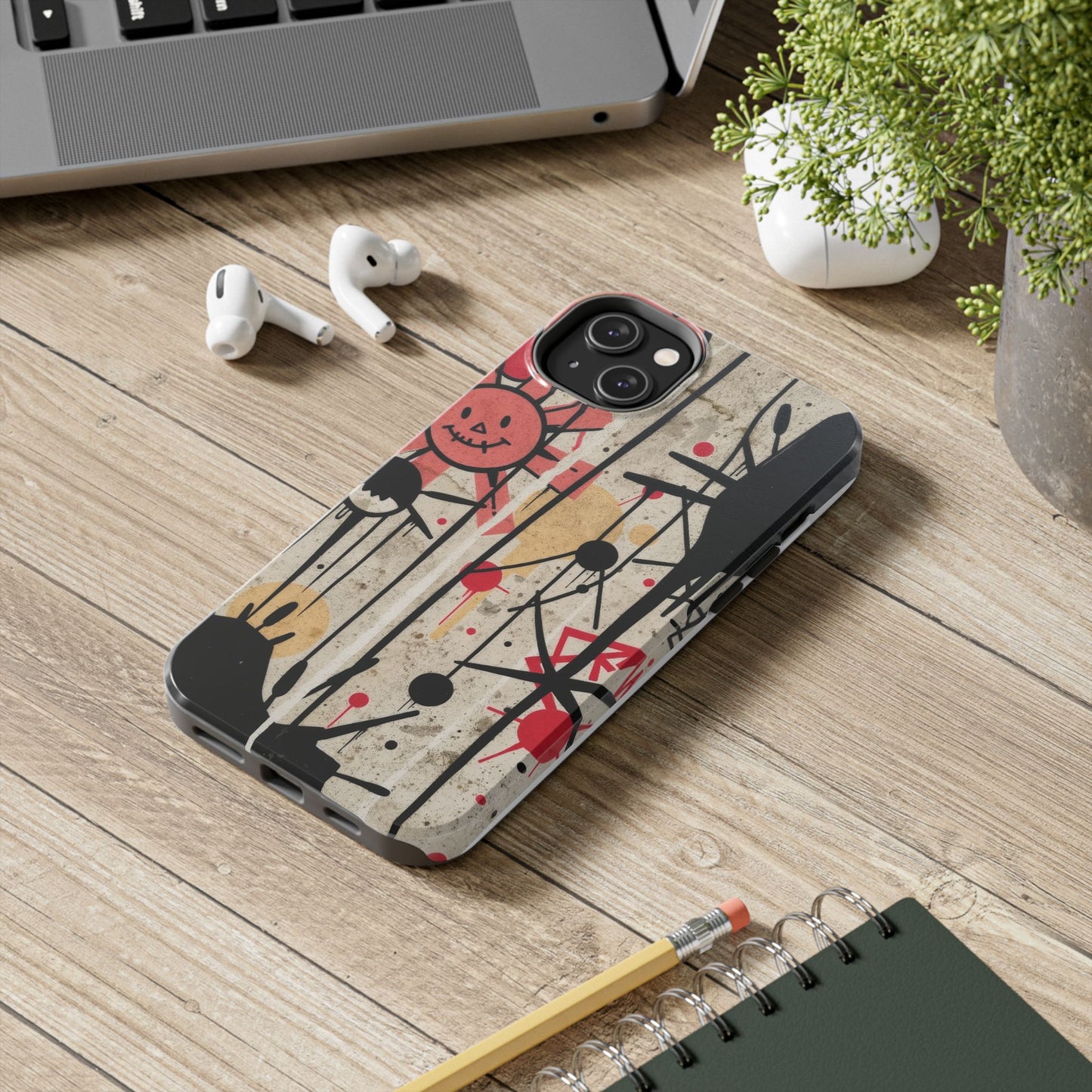 Artistic Tough Phone Case - Abstract Fun Grafitti Design for Protective Style - for iPhone