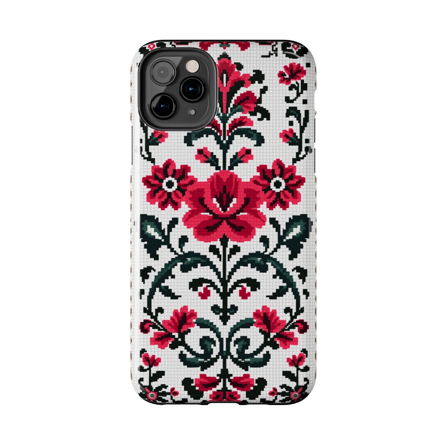 Traditional Floral Knit Tough Phone Cases - Durable Protection with Vintage Style - for iPhone