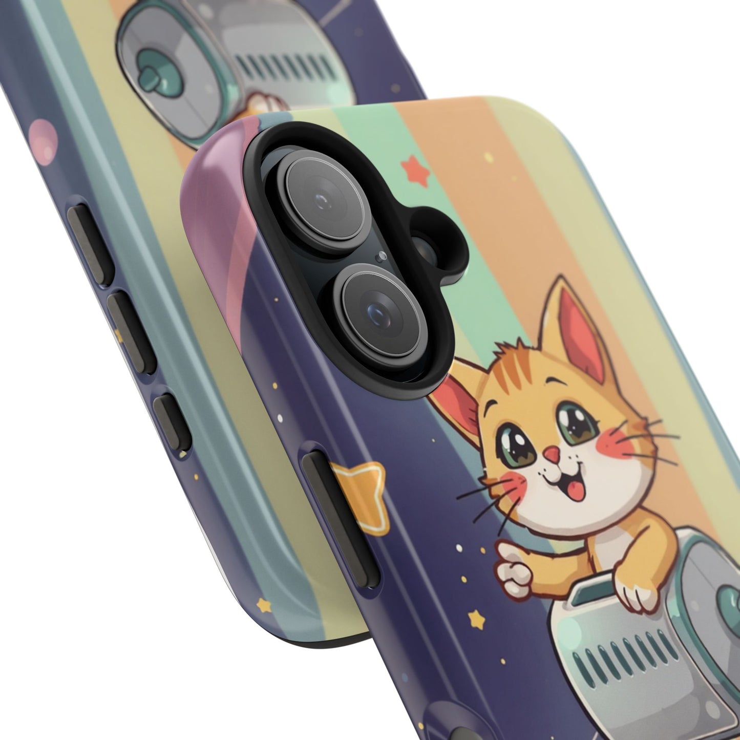 Cute Cat Rocket Phone Case - Vibrant and Playful Tough Case