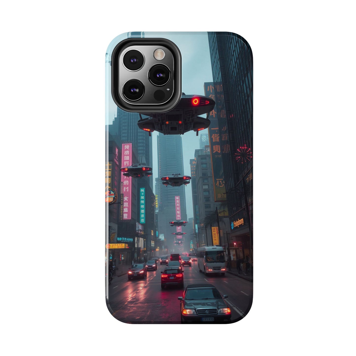 Futuristic City Tough Phone Case - Sci-Fi Design for Urban Explorers