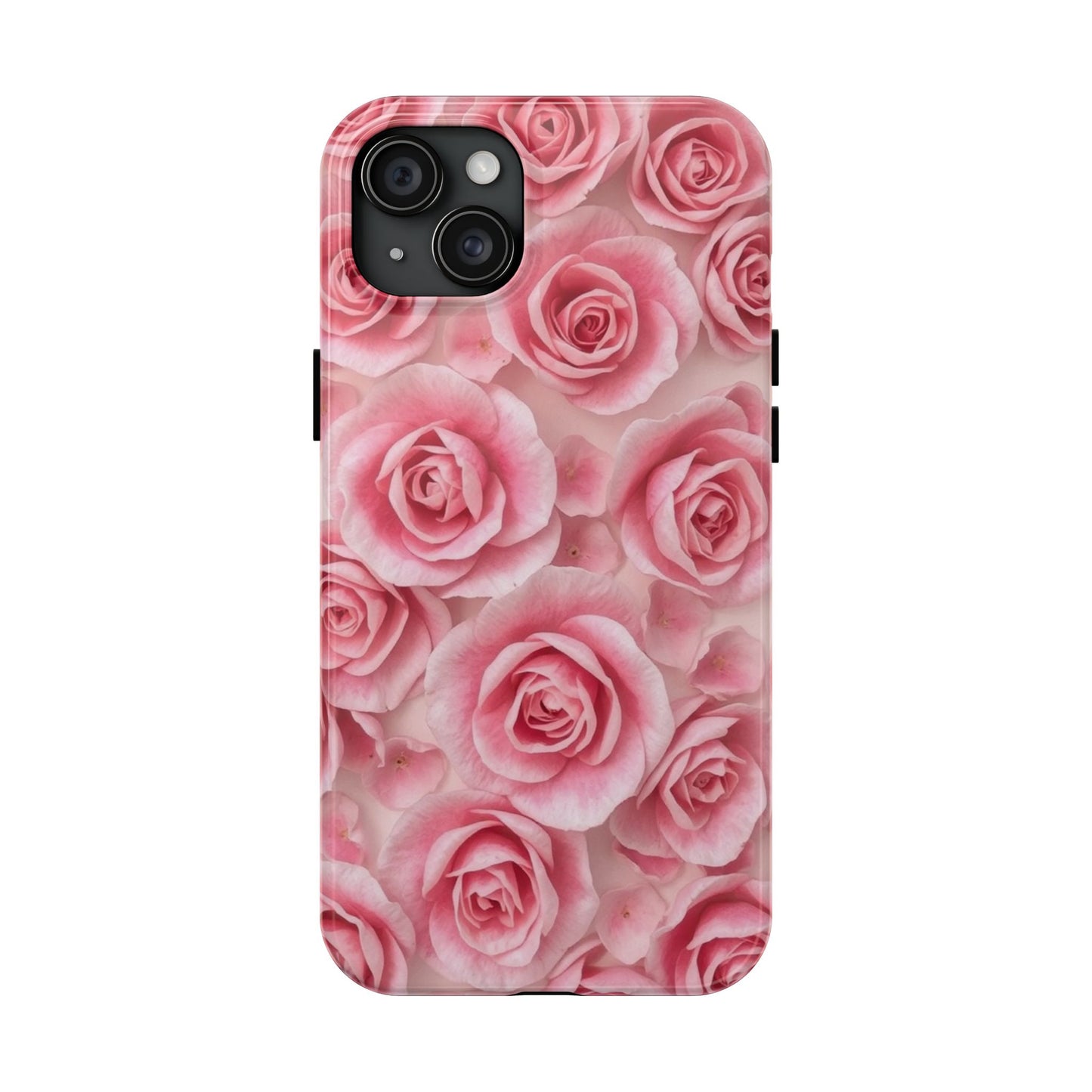 Floral Tough Phone Case - Pink Rose Design, Durable Protection for Flower Lovers