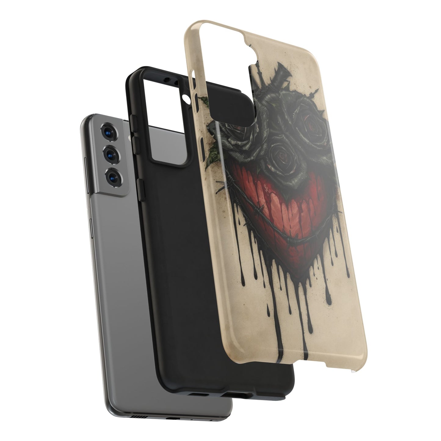 Gothic Heart Phone Case with Roses - Tough & Durable Design