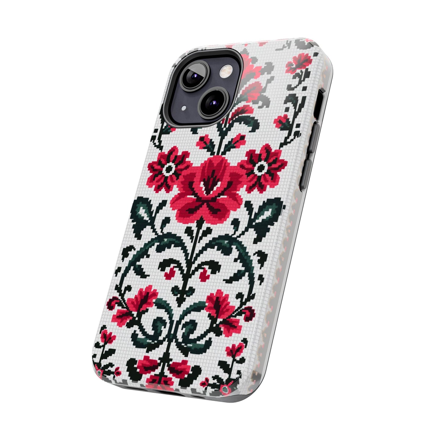 Traditional Floral Knit Tough Phone Cases - Durable Protection with Vintage Style - for iPhone