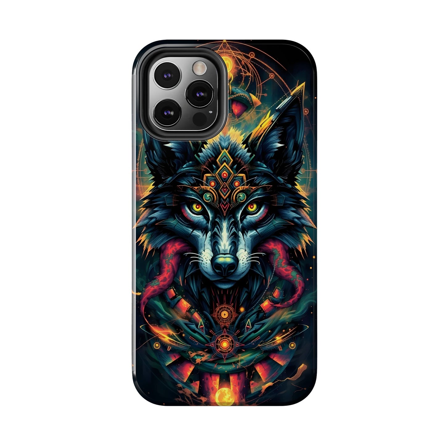 Vibrant Mystical Wolf Art Tough Phone Case - Durable & Unique Design for Animal Lovers - for iPhone