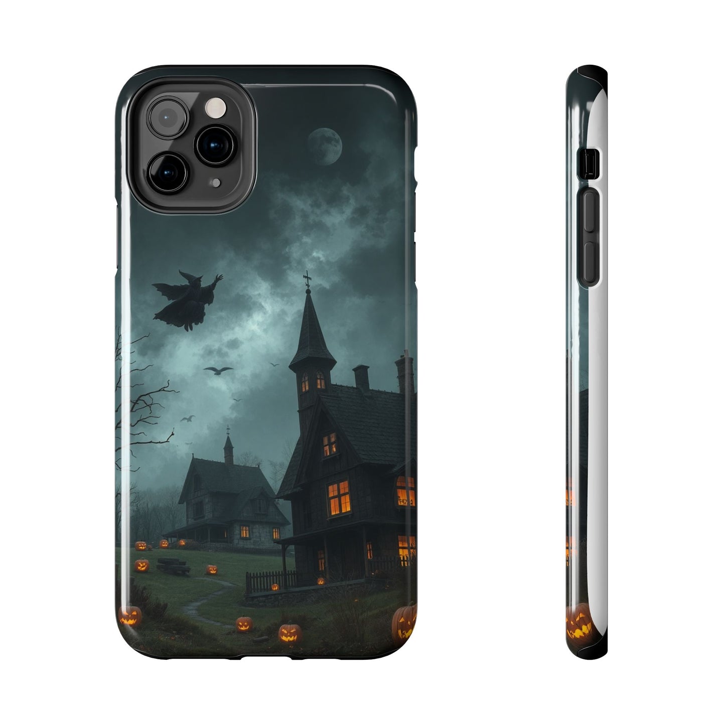 Halloween-Themed Tough Phone Case with Spooky House Design
