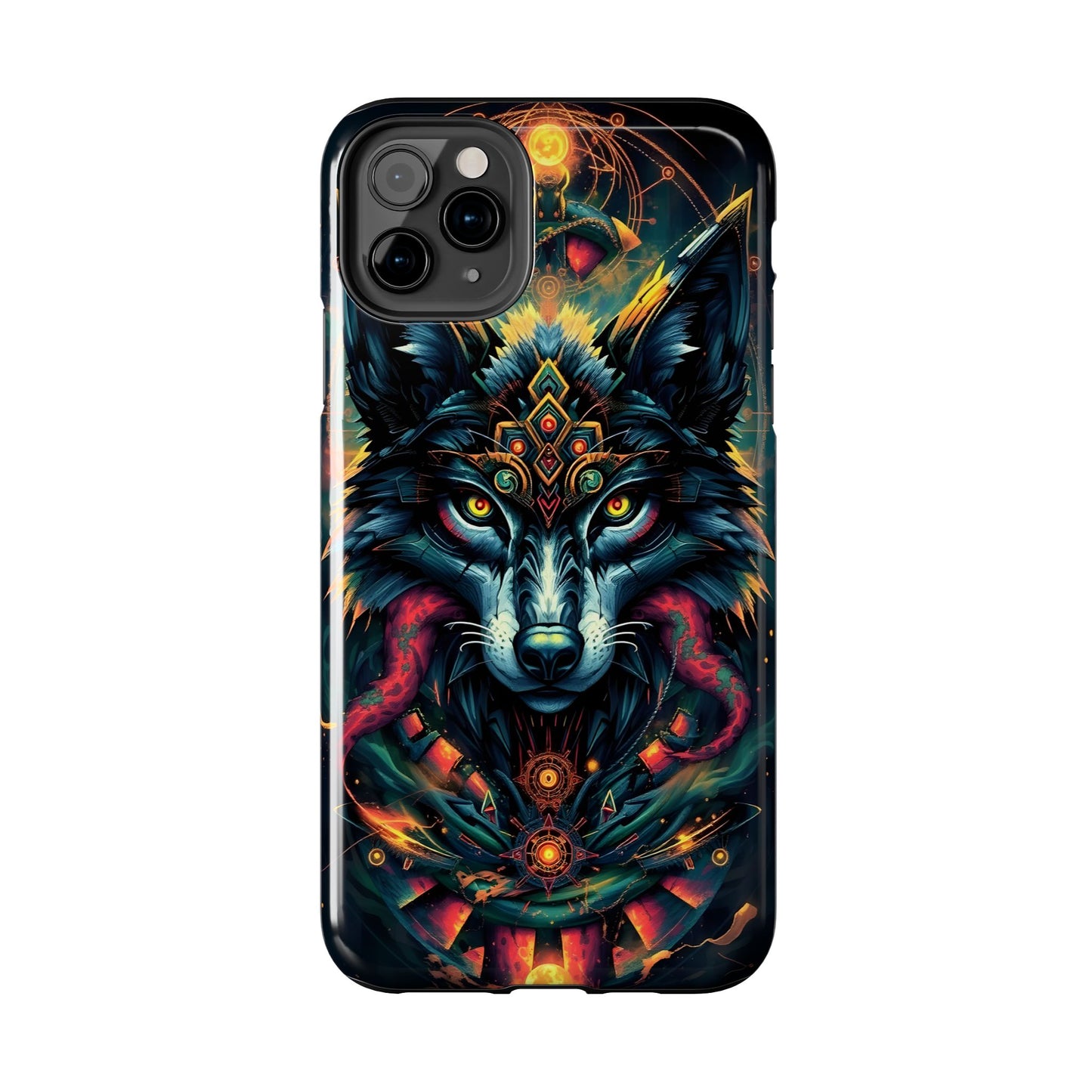 Vibrant Mystical Wolf Art Tough Phone Case - Durable & Unique Design for Animal Lovers - for iPhone