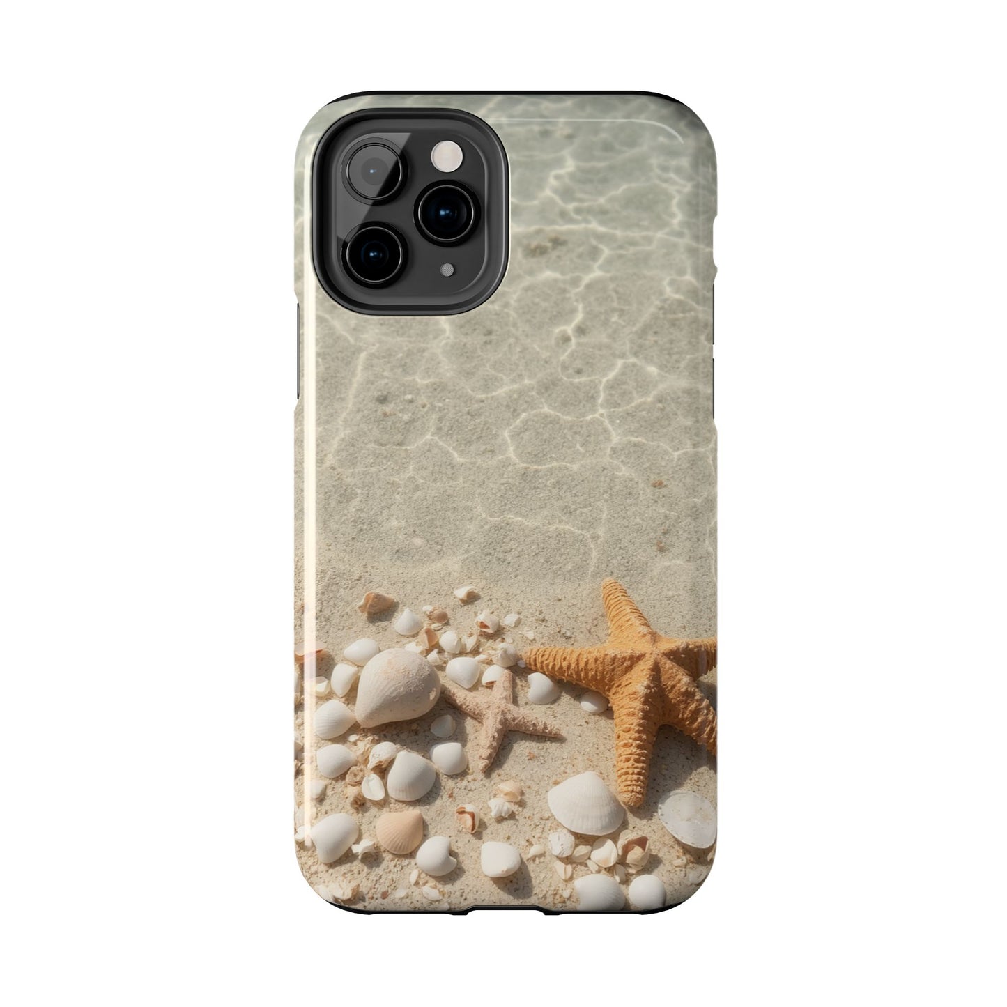 Beach-Inspired Tough Phone Case with Starfish and Seashell Design