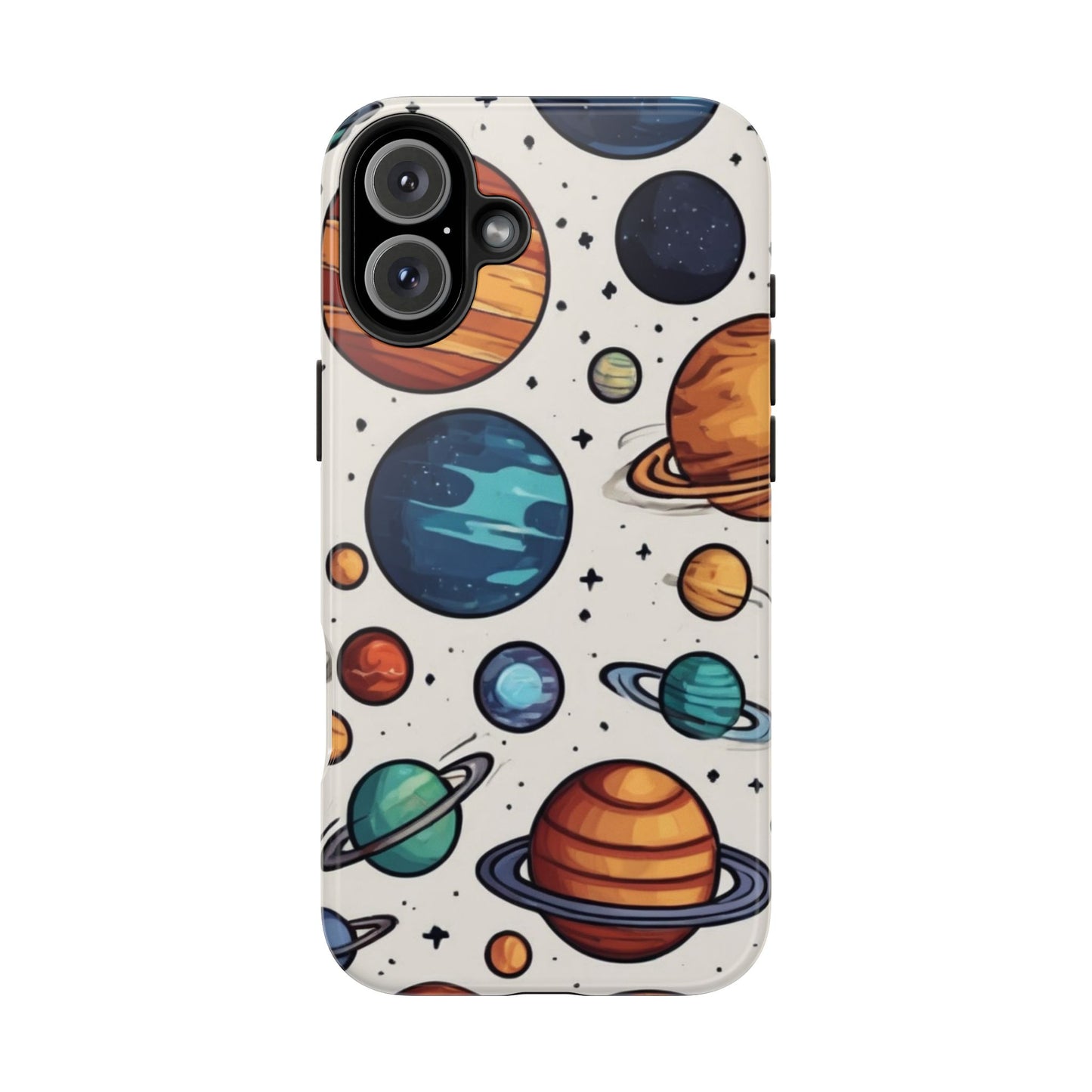 Cosmic Galaxy Tough Phone Case - Planetary Cartoon Design - for iPhone