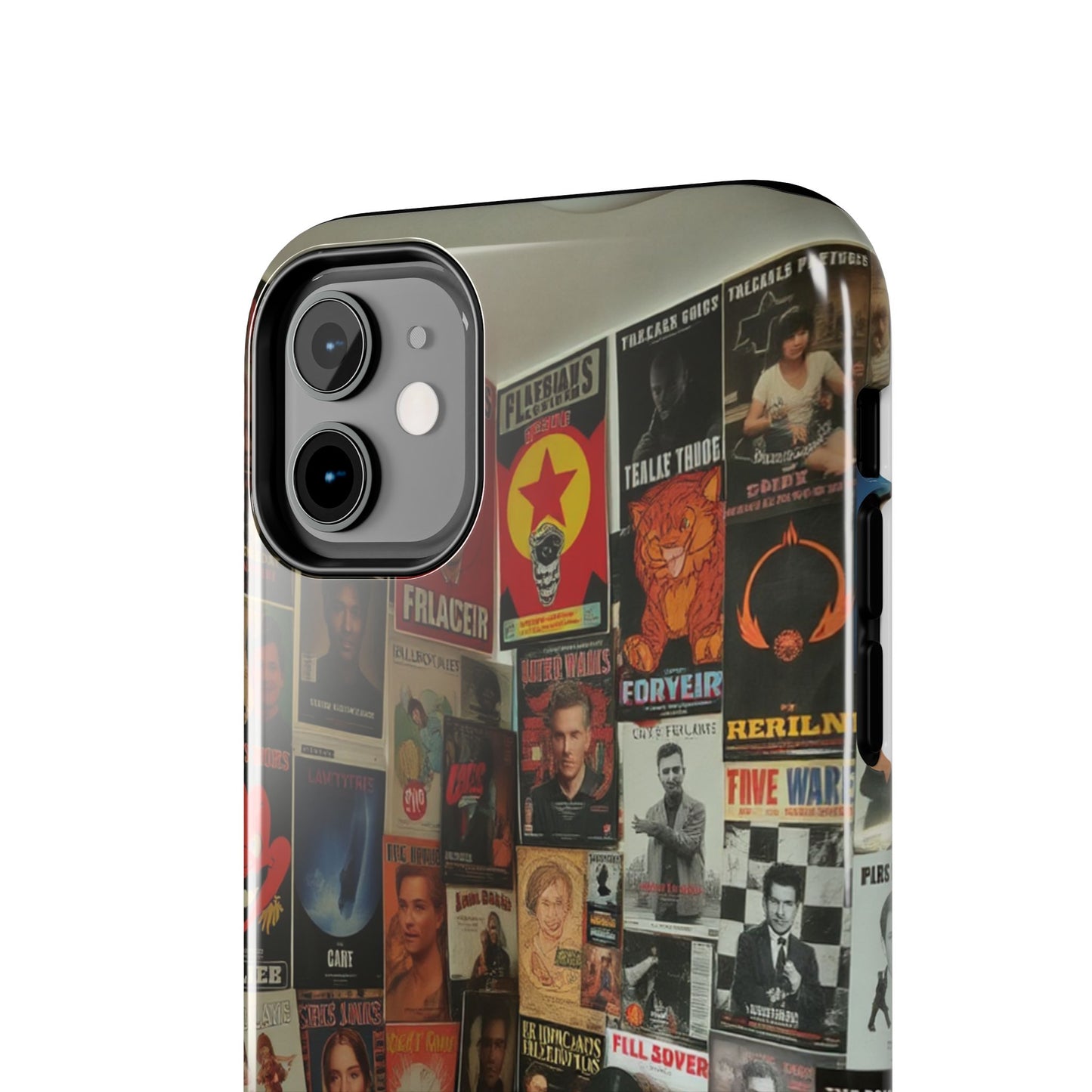 Retro Vibe Tough Phone Case - Vintage Movie Posters & Plush Toys Design