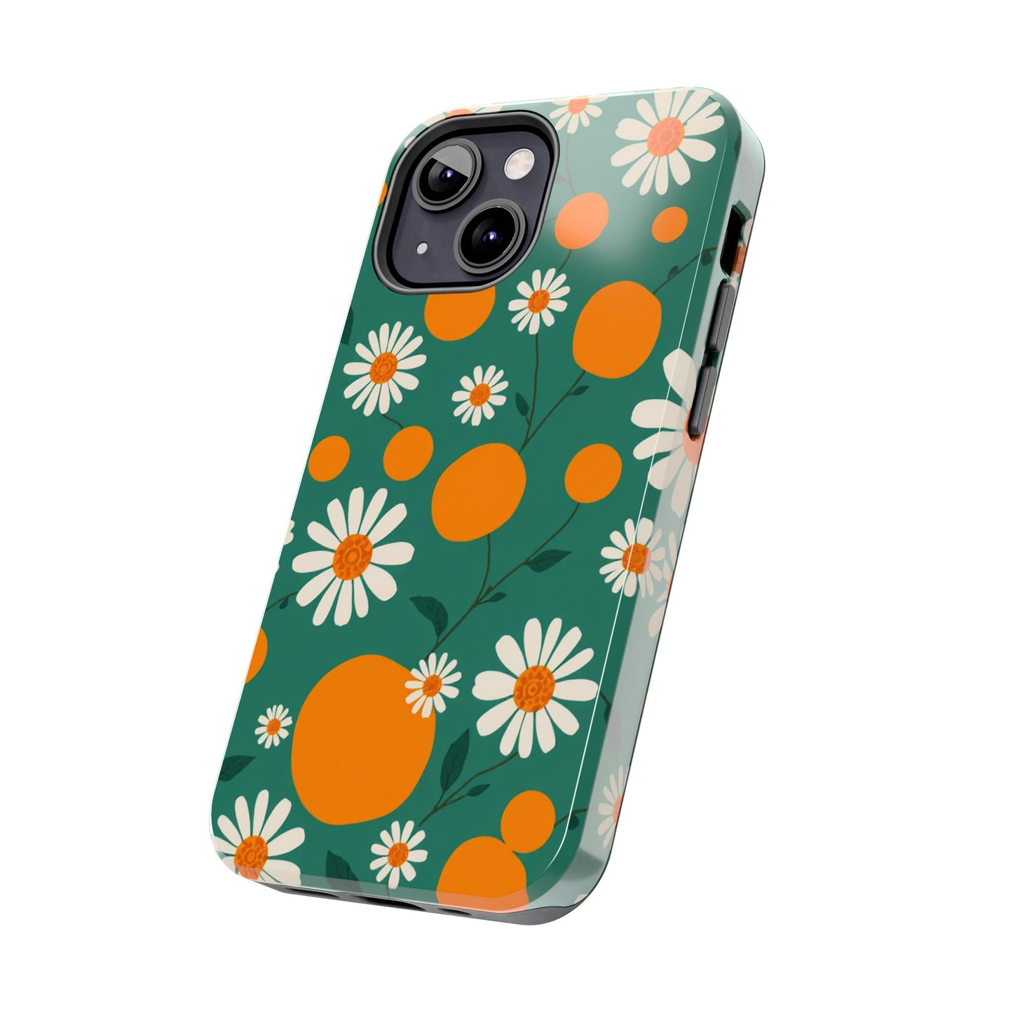 Floral Tough Phone Case - Daisy & Orange Design