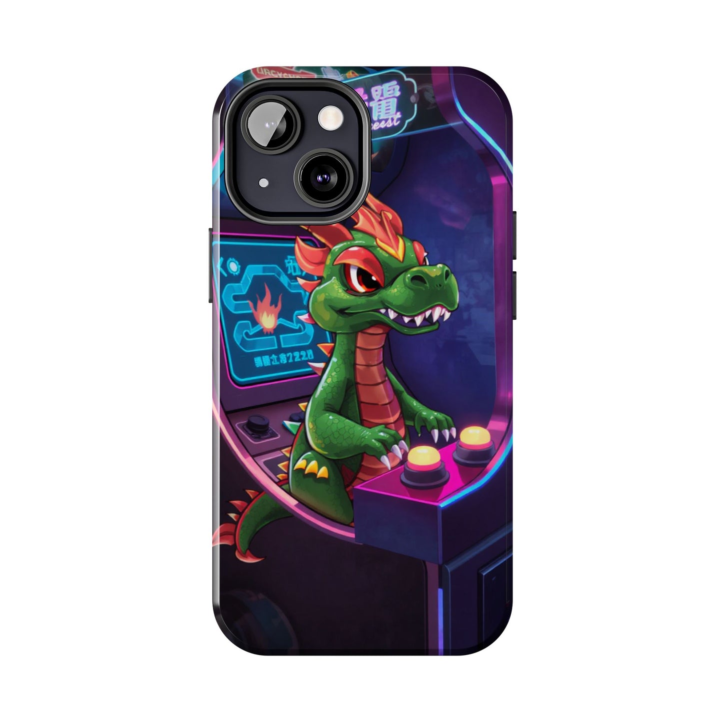 Retro Gamer Tough Phone Case with Dragon Design