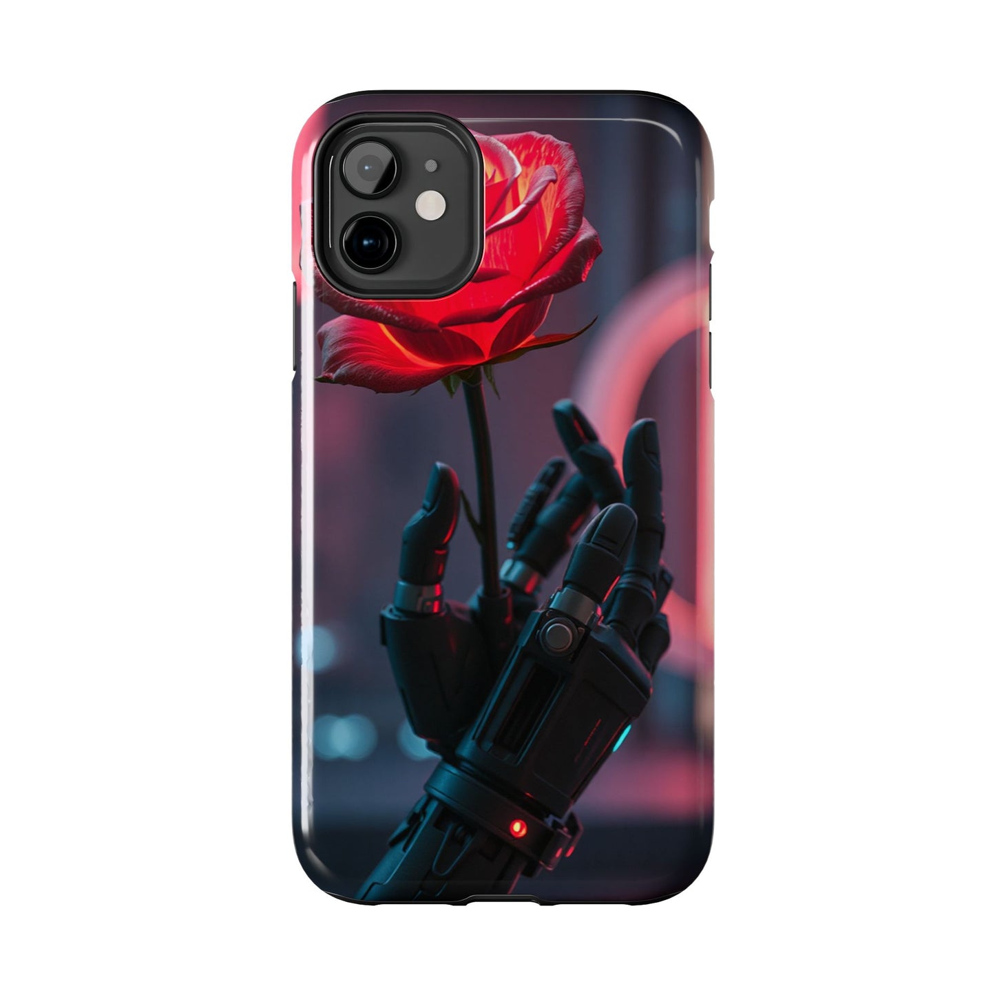 Futuristic Tough Phone Case with Robotic Rose Design | Durable Protection