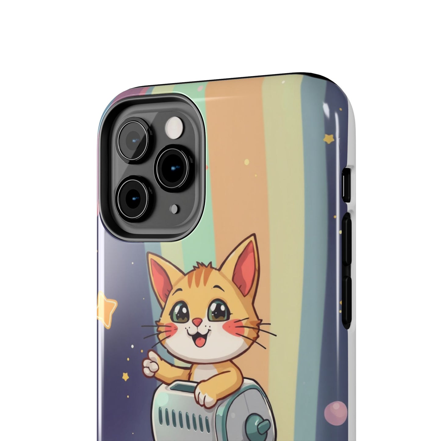 Cute Cat Rocket Phone Case - Vibrant and Playful Tough Case