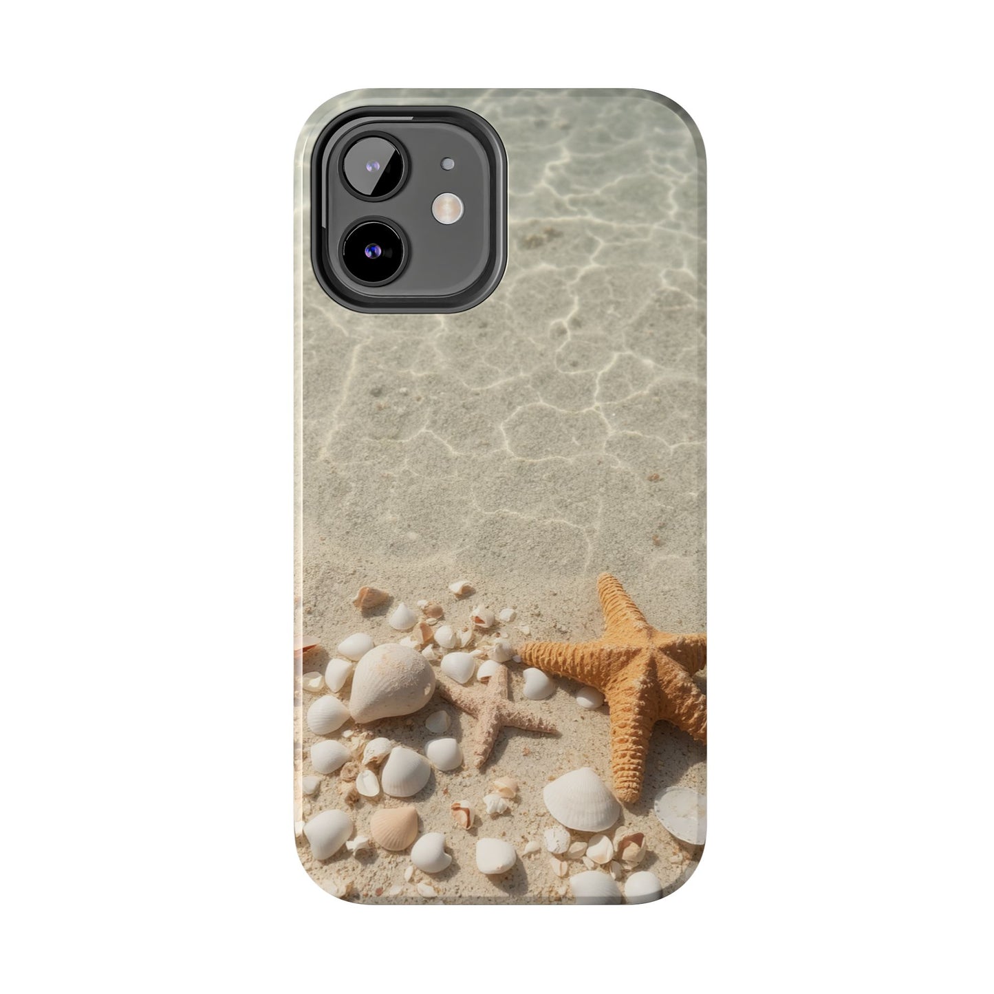 Beach-Inspired Tough Phone Case with Starfish and Seashell Design