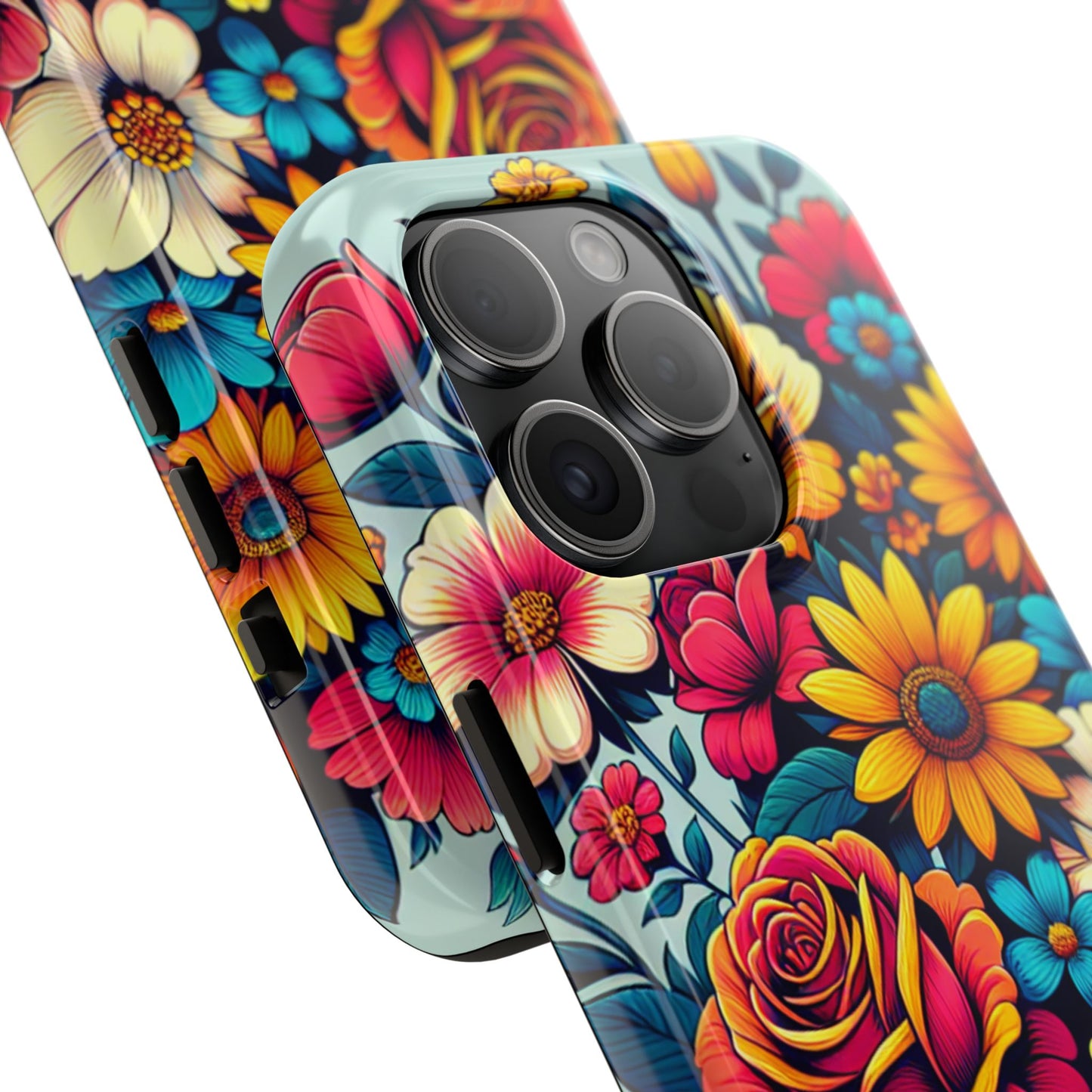 Vibrant Floral Tough Phone Case - Colorful Flower Design - for iPhone