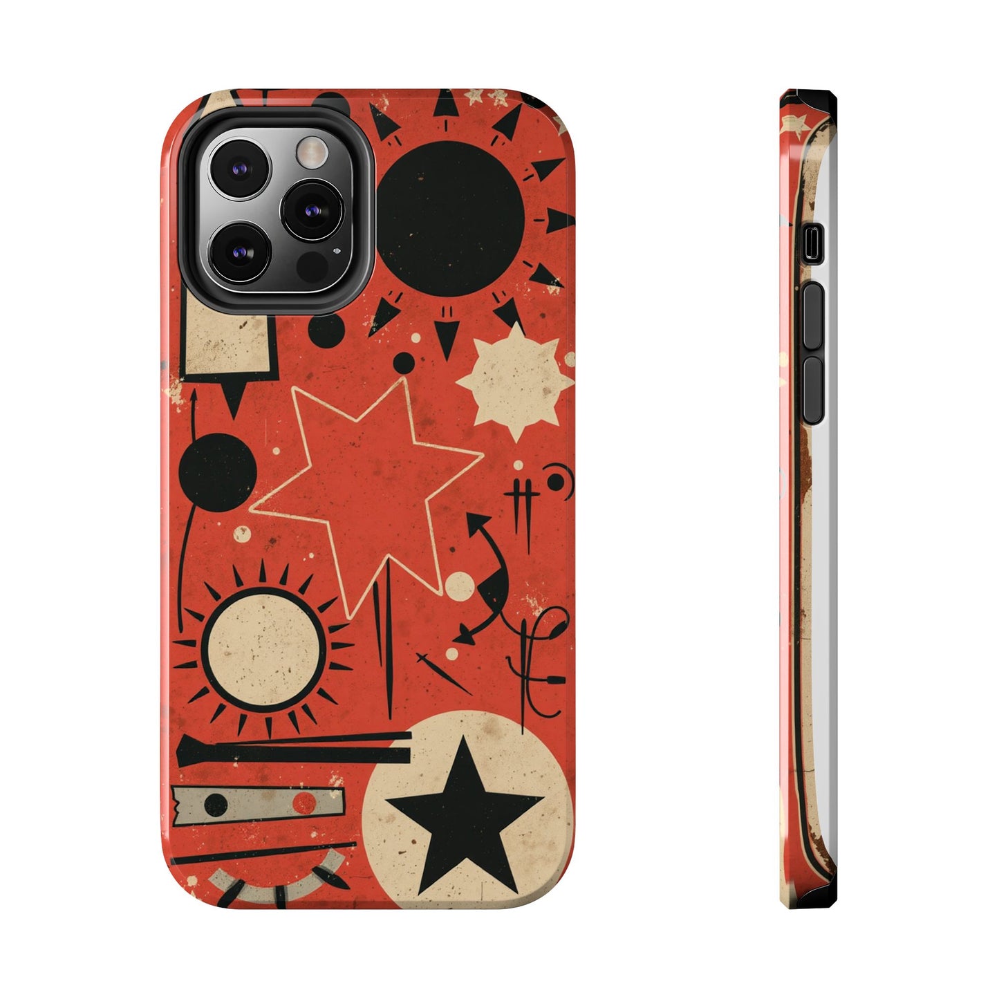 Retro Bold Tough Phone Case - Unique Geometric Design - for iPhone
