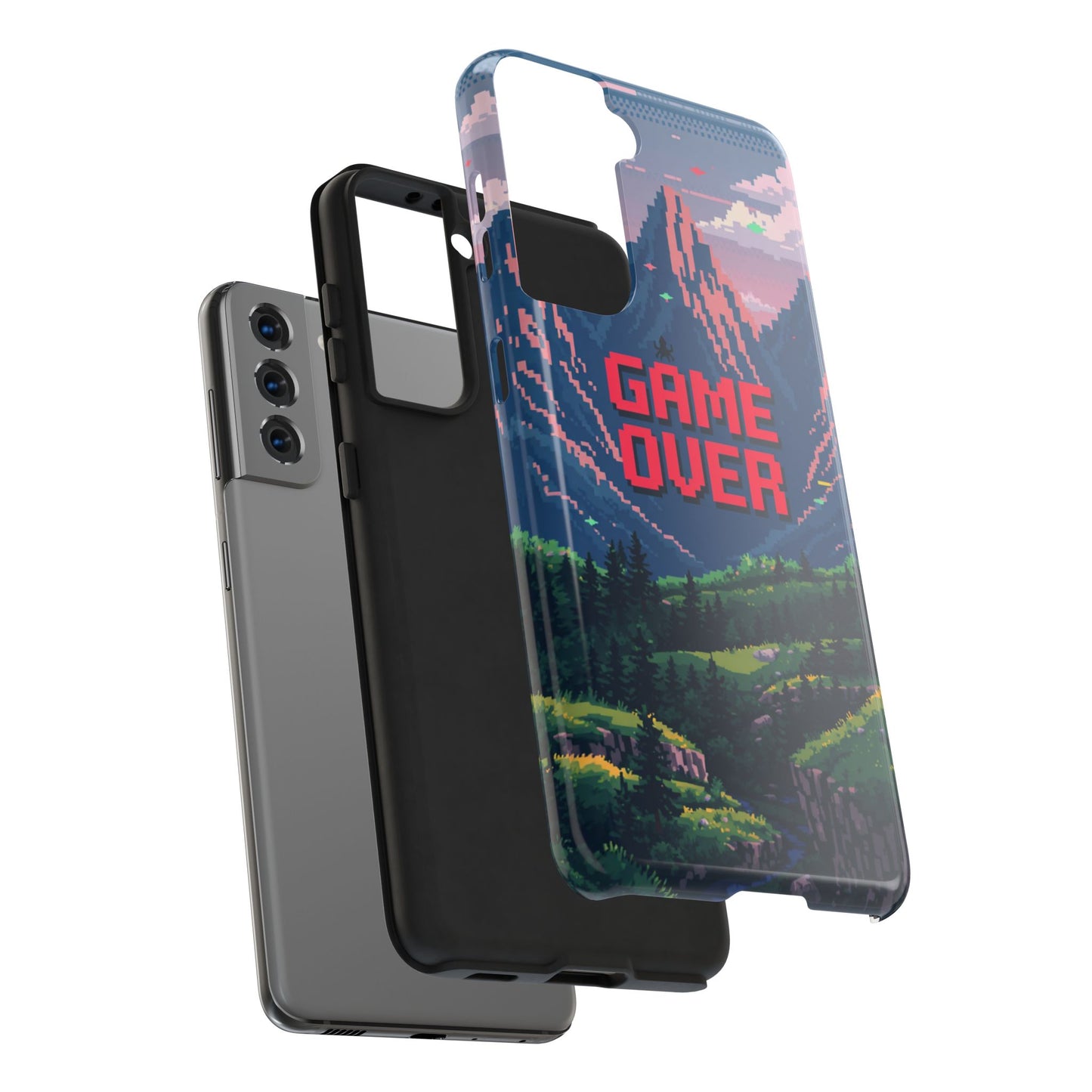Pixel Art Tough Phone Case - 'Game Over' Design for Gamers