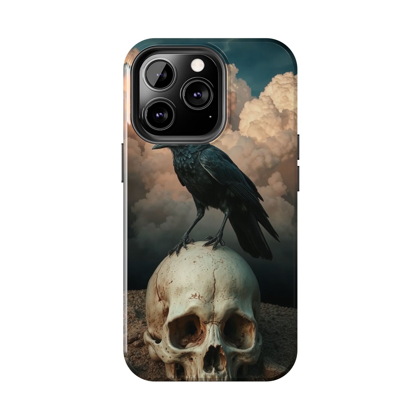Gothic Raven Skull Tough Phone Case - Unique Protective Cover for Halloween Lovers