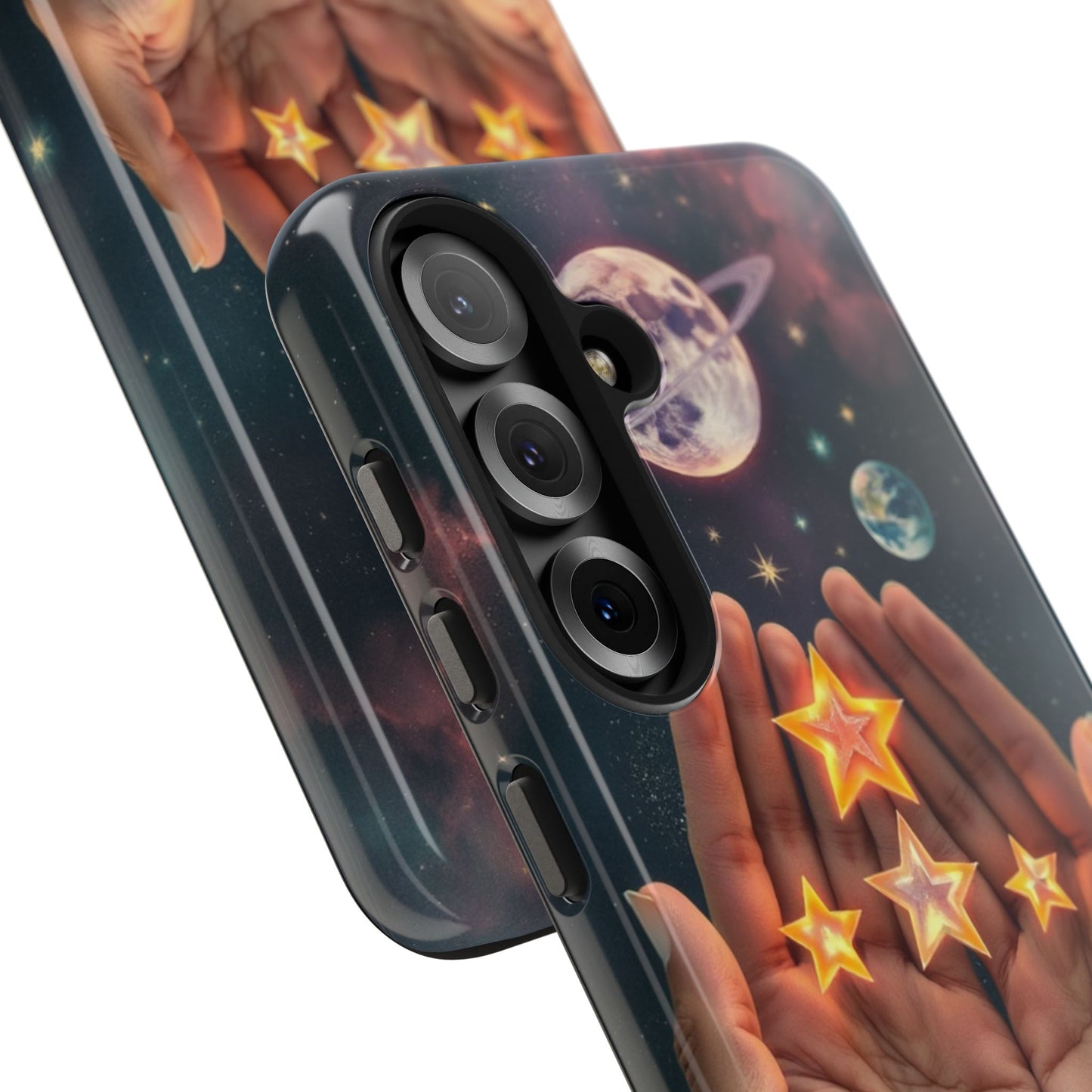 Galaxy Hands Tough Phone Case - Celestial Design for Star Lovers