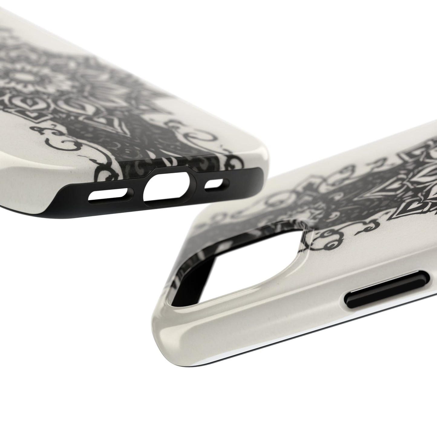 Stylish Tough Phone Cases with Dark Mandala Design - Durable and Unique Protection - for iPhone