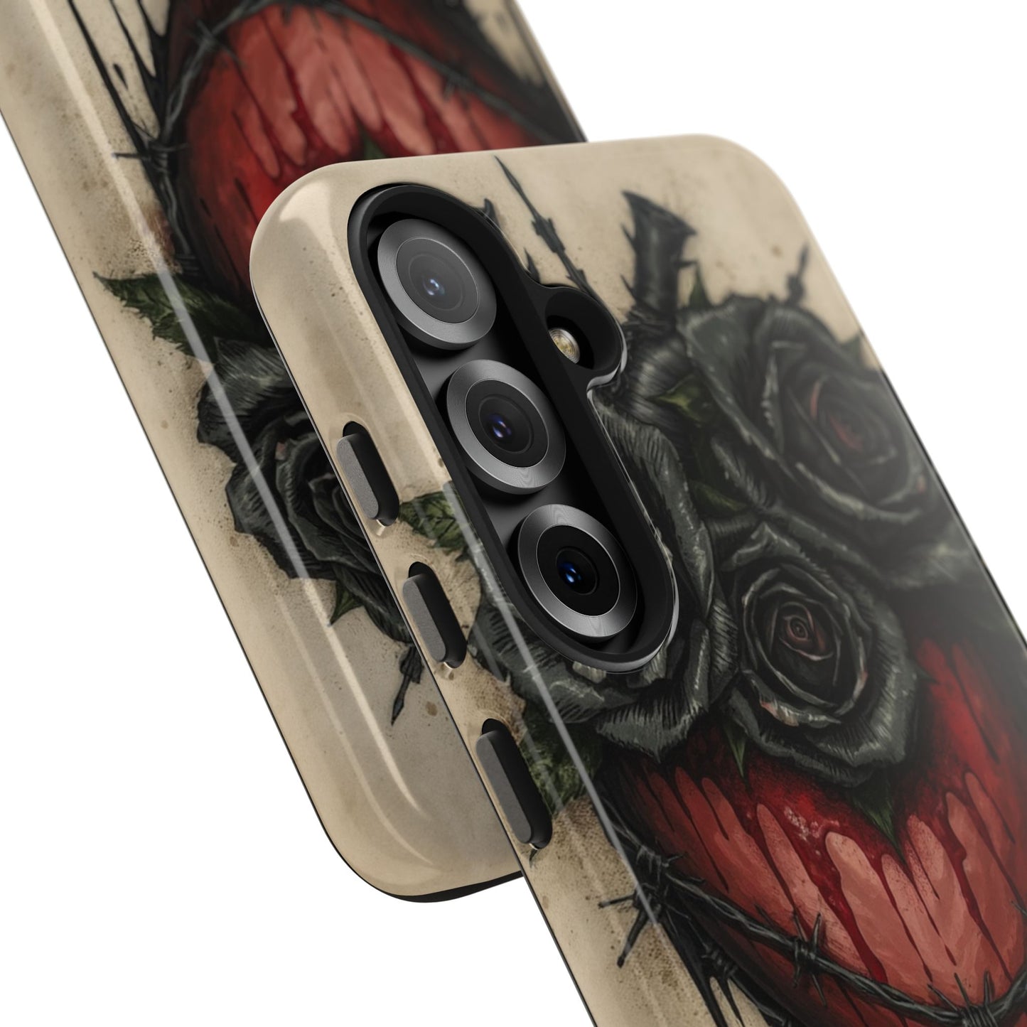 Gothic Heart Phone Case with Roses - Tough & Durable Design
