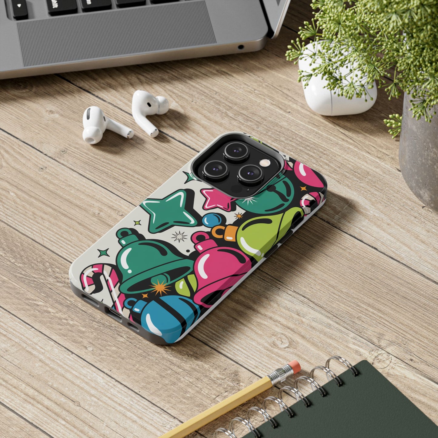 Retro 90's Colorful Bell Pattern Tough Phone Case for iPhones