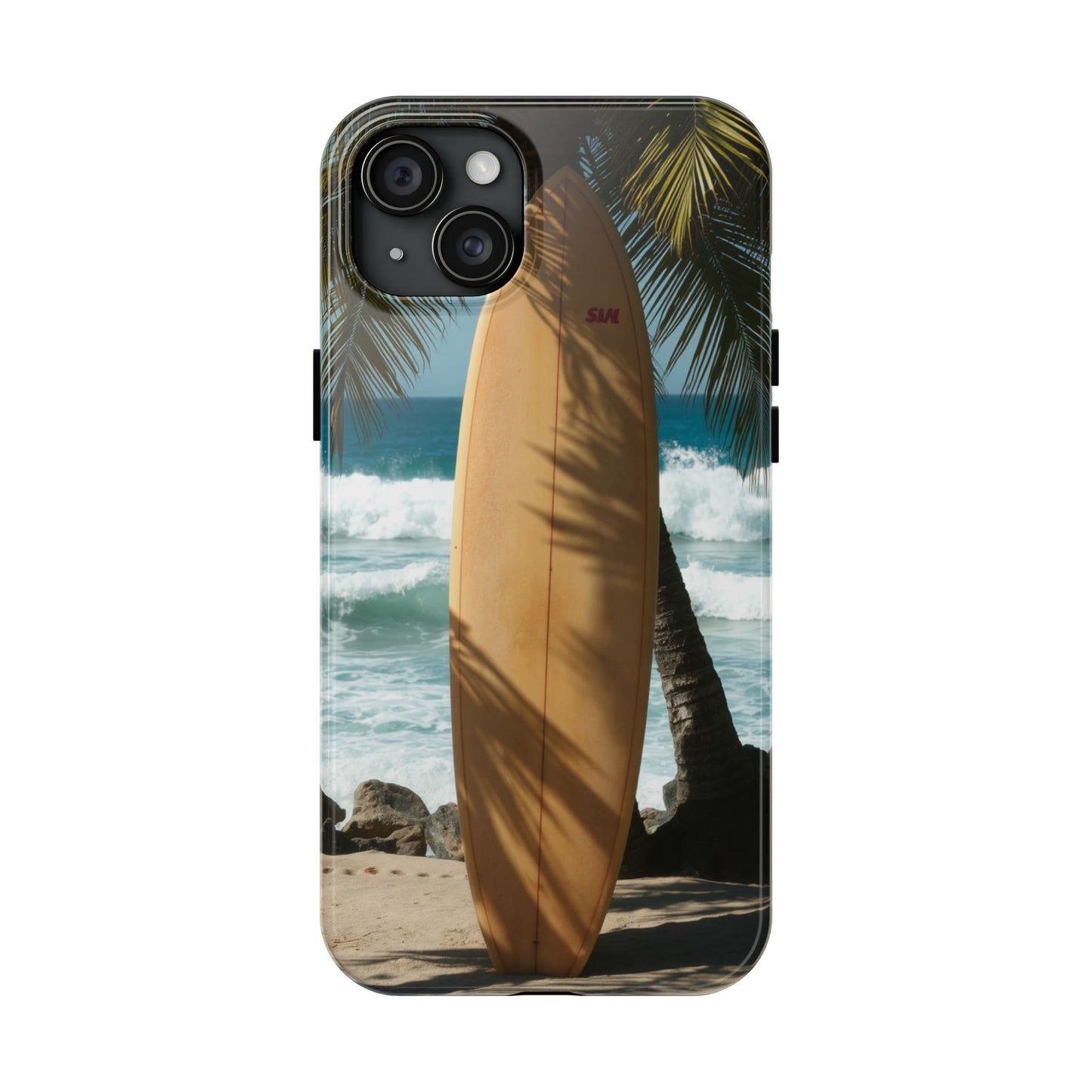 Tough Surfing Phone Case - Beach Vibes with Palm Trees & Surfboard