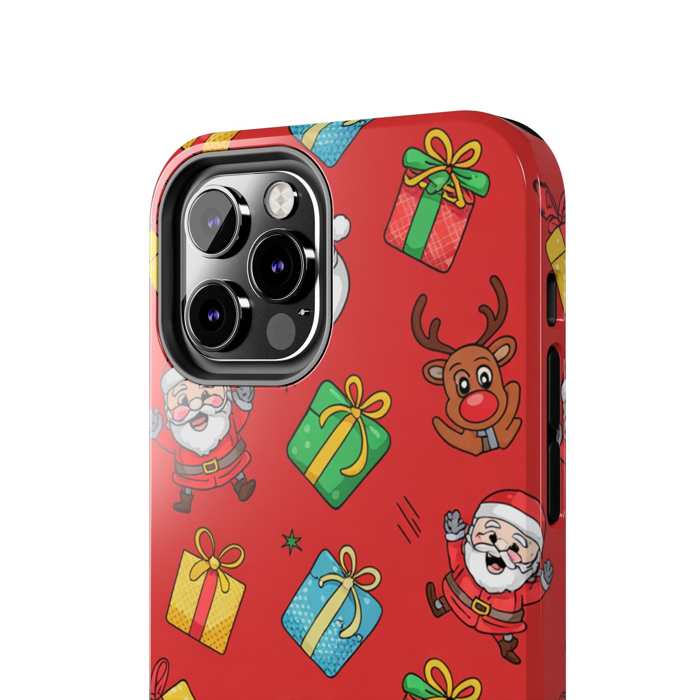 Festive Santa and Reindeer Tough Phone Case - Christmas Holiday Design