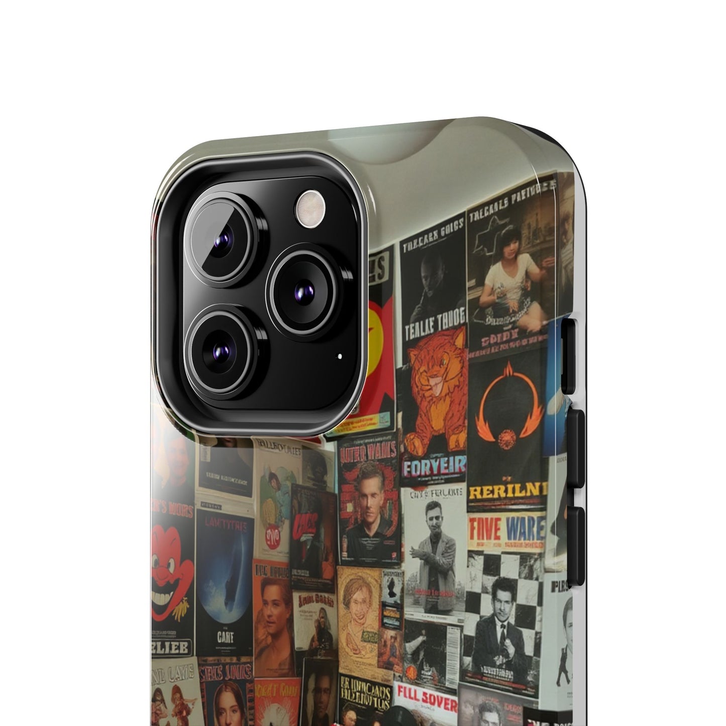 Retro Vibe Tough Phone Case - Vintage Movie Posters & Plush Toys Design