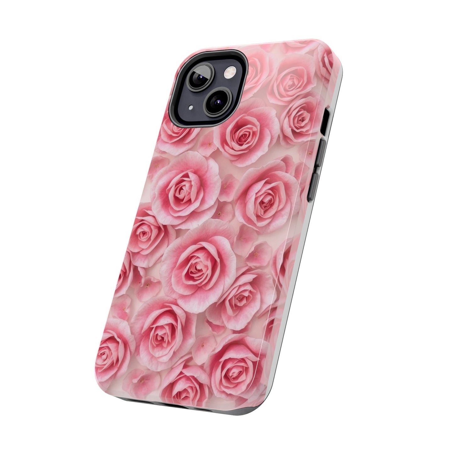 Floral Tough Phone Case - Pink Rose Design, Durable Protection for Flower Lovers