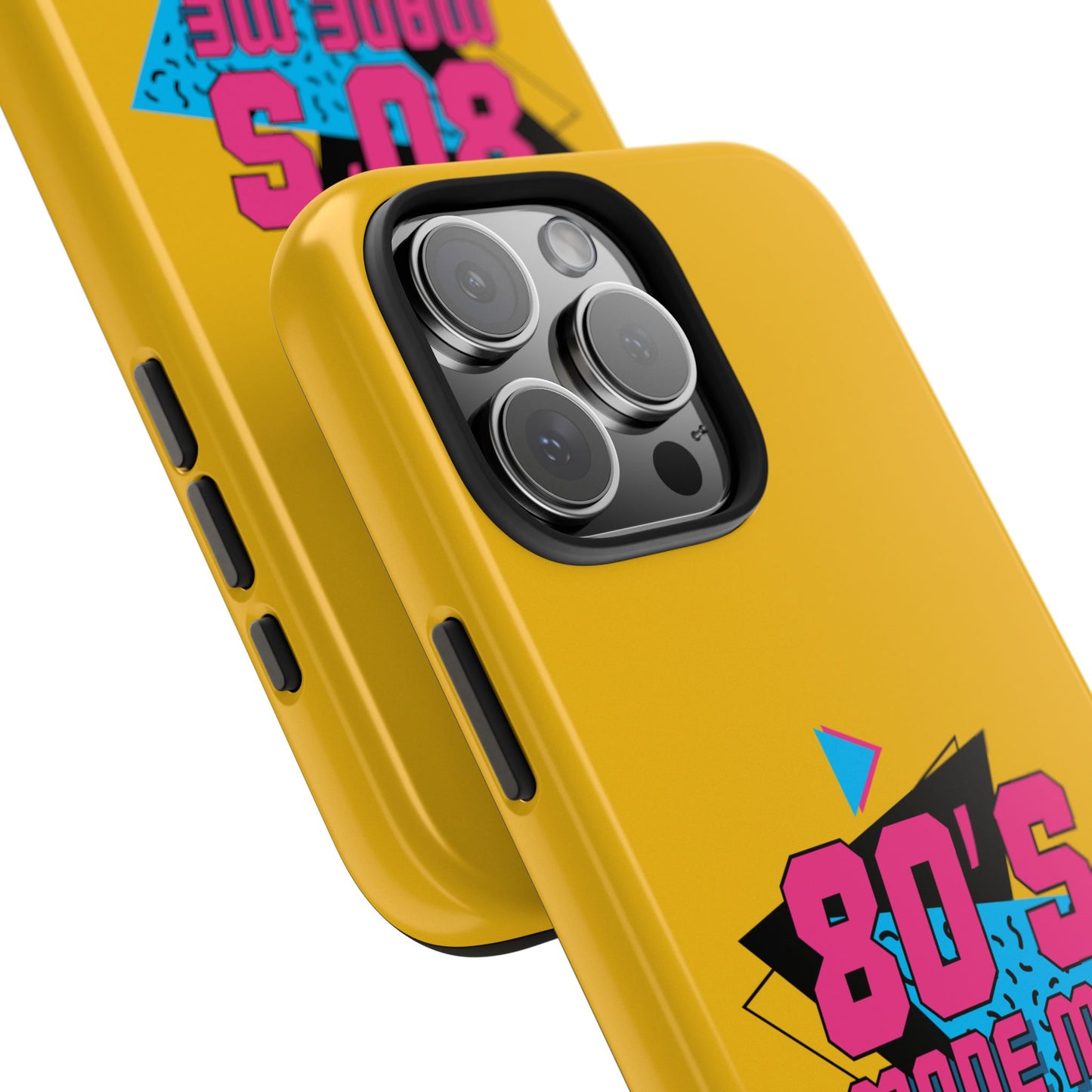 80's Made Me Tough Phone Case - Retro Yellow Silicone Cover - for iPhone