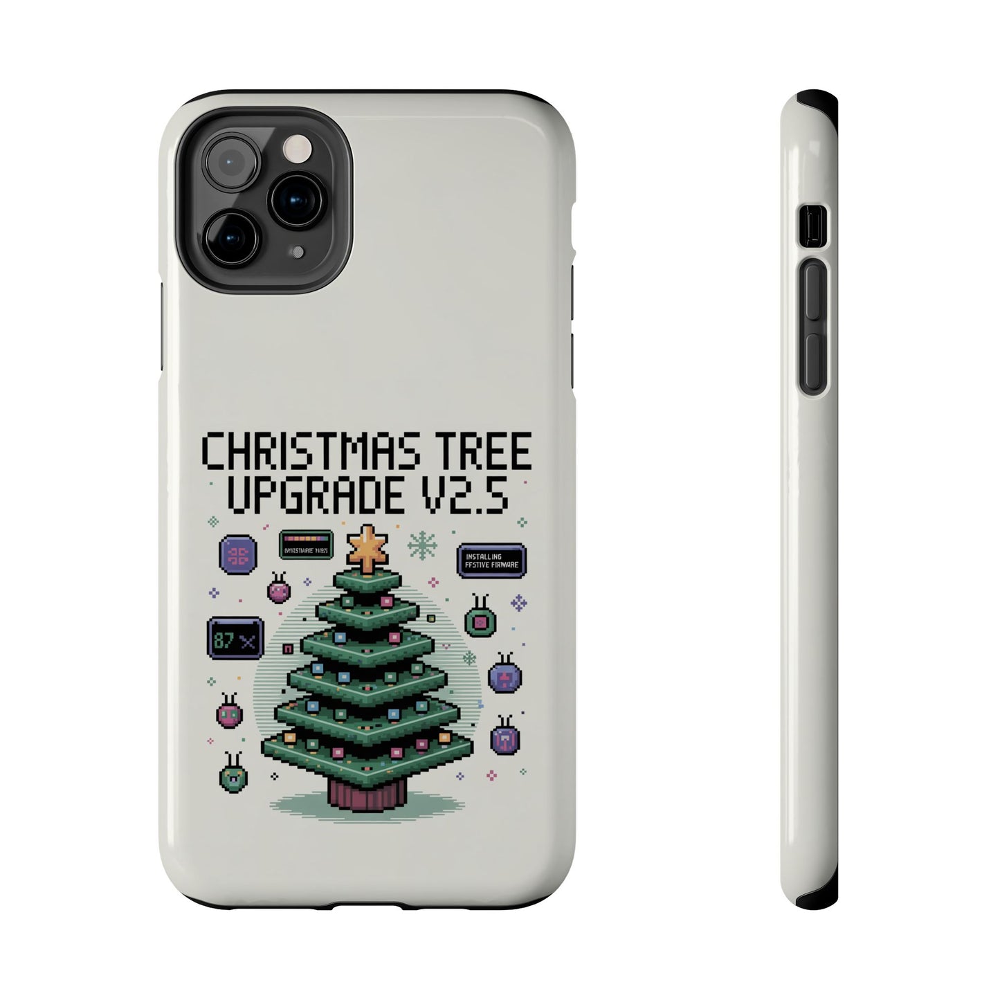 Christmas Tree Upgrade Tough iPhone Case - Pixel Art Design