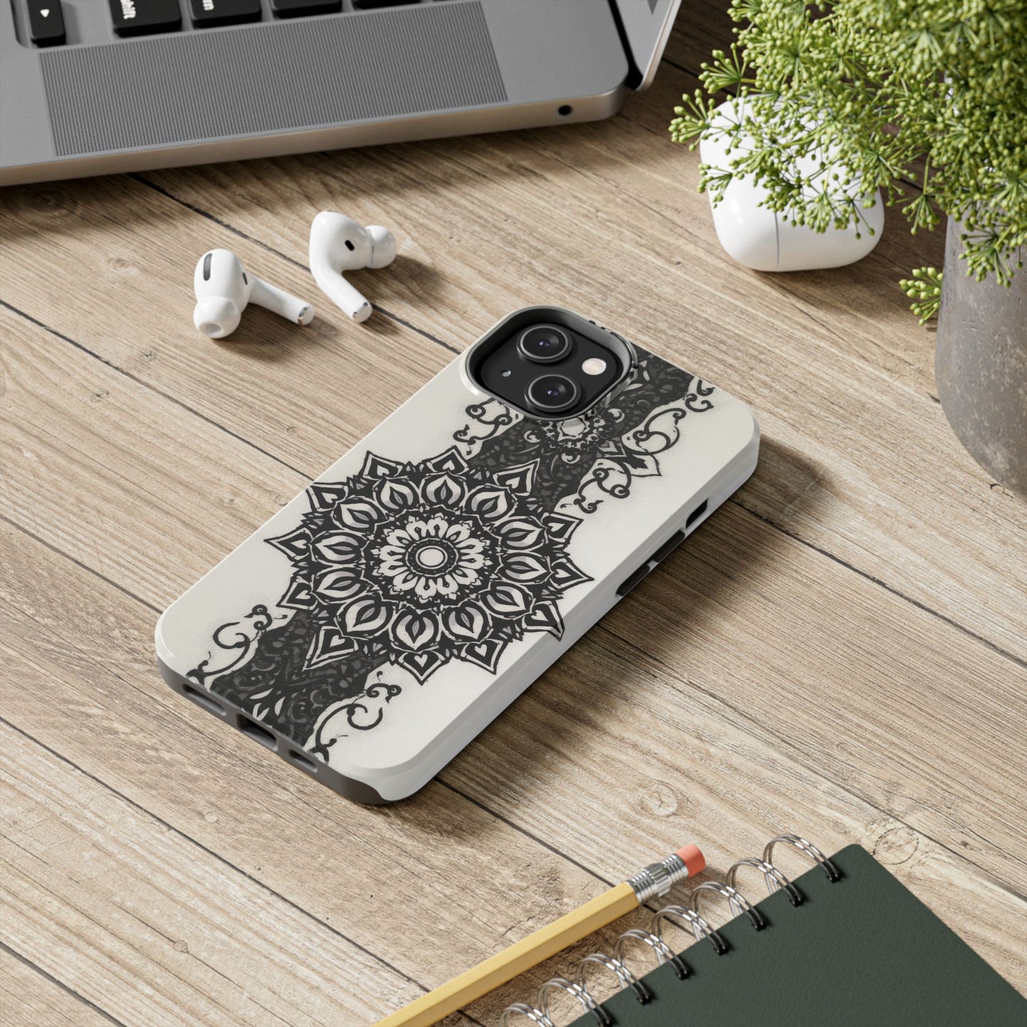 Stylish Tough Phone Cases with Dark Mandala Design - Durable and Unique Protection - for iPhone