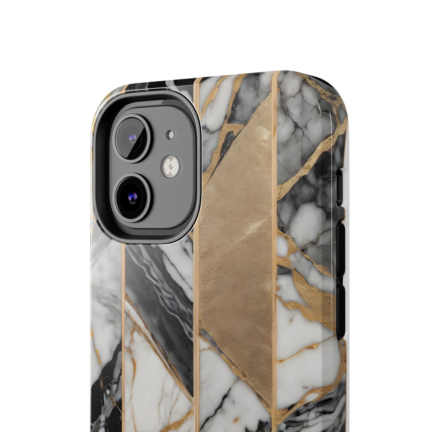 Marble Lines Tough Phone Case with Gold Accents - for iPhone