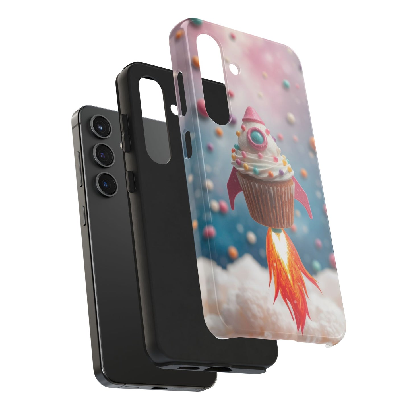 Whimsical Rocket Cupcake Phone Case - Fun Protective Case for Kids and Teens