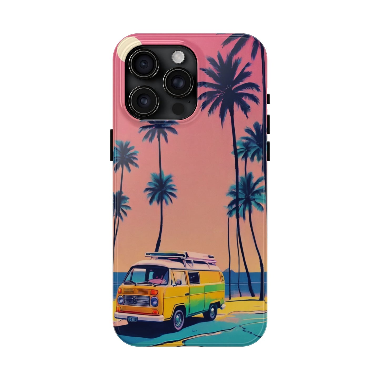 Tropical Beach Vibe Tough Phone Case - Vintage Van Design - for iPhone