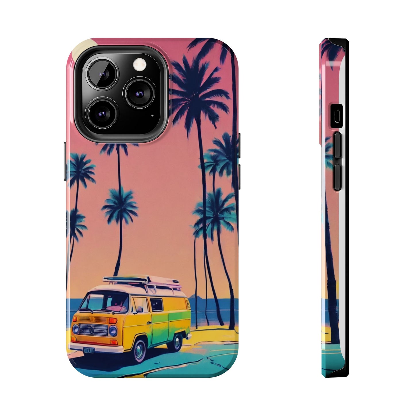 Tropical Beach Vibe Tough Phone Case - Vintage Van Design - for iPhone